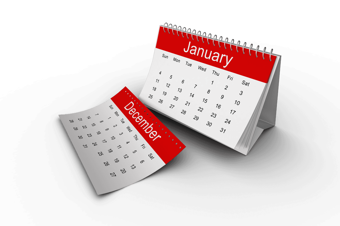 Transparent Calendar with Falling December Sheet Stylized Presentation