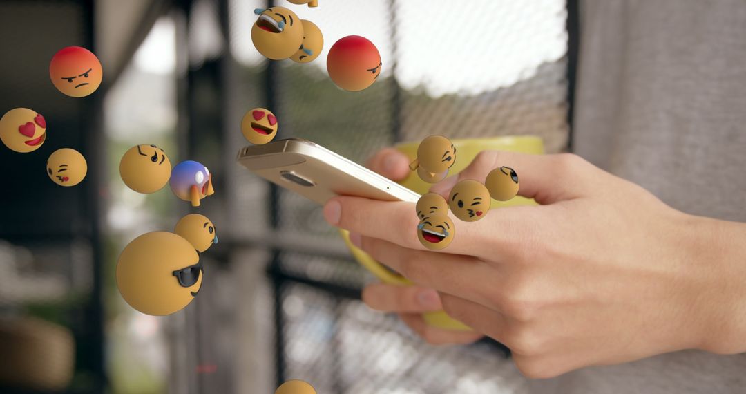 Mobile Messaging with Floating Emojis on Smartphone