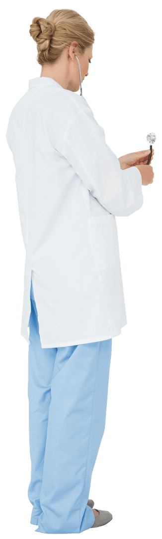 Transparent Medical Professional Listening with Stethoscope