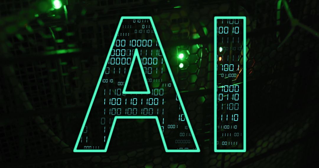 Futuristic AI Text with Digital Binary Code Background - Free Images, Stock Photos and Pictures on Pikwizard.com
