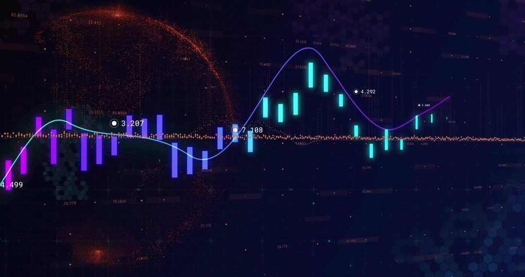 Futuristic Data Visualization with Market Charts and Analytics