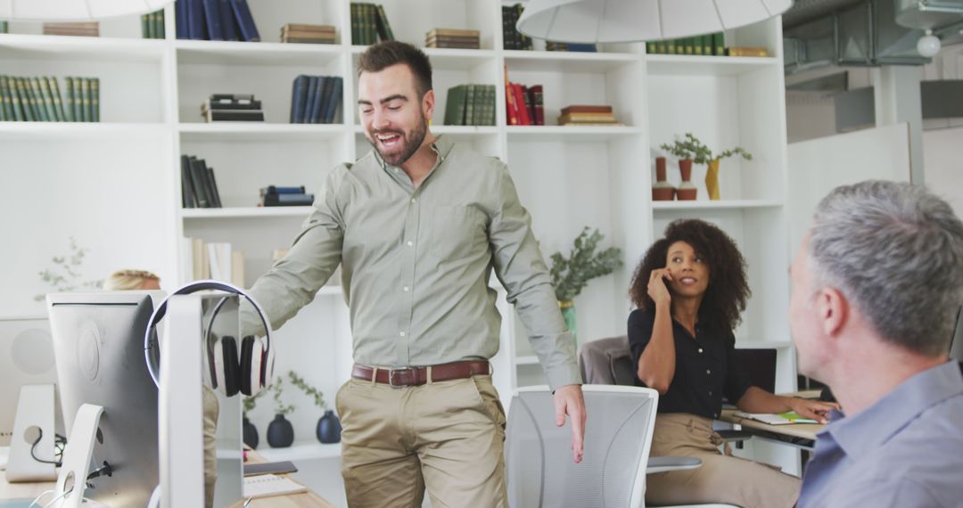 Collaborative Team Working in Modern Office Environment