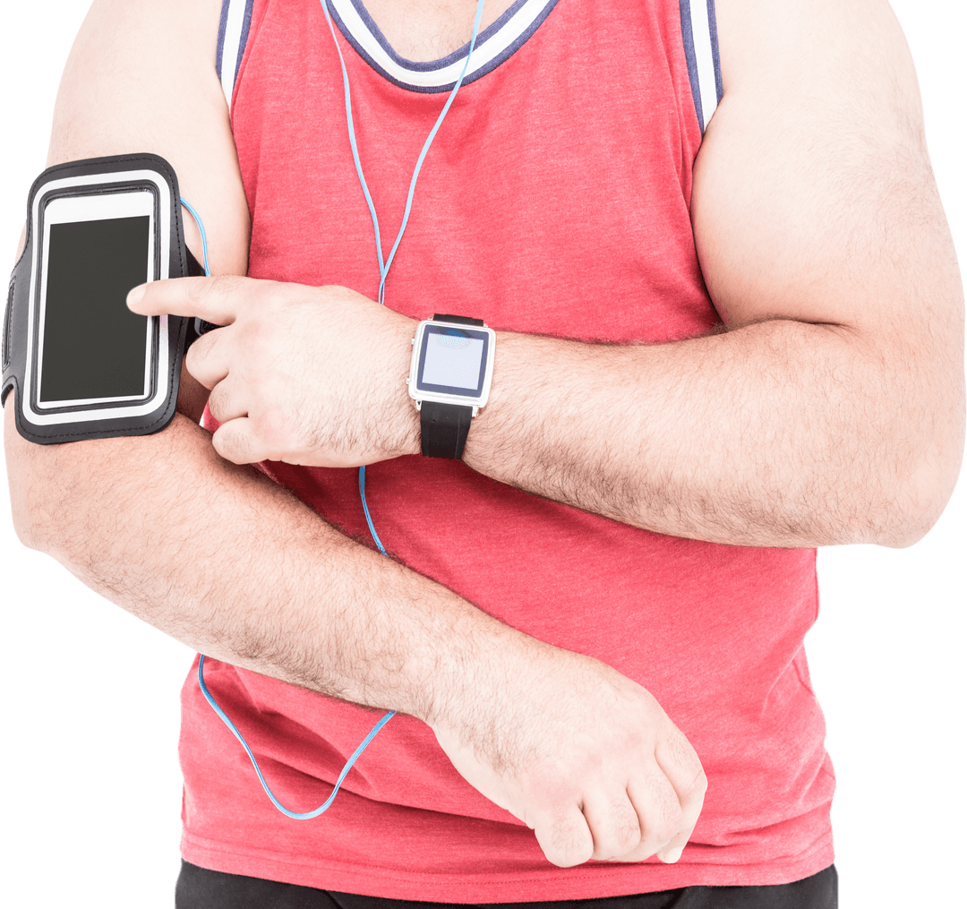 Transparent Athlete Using Armband Smartphone for Workout