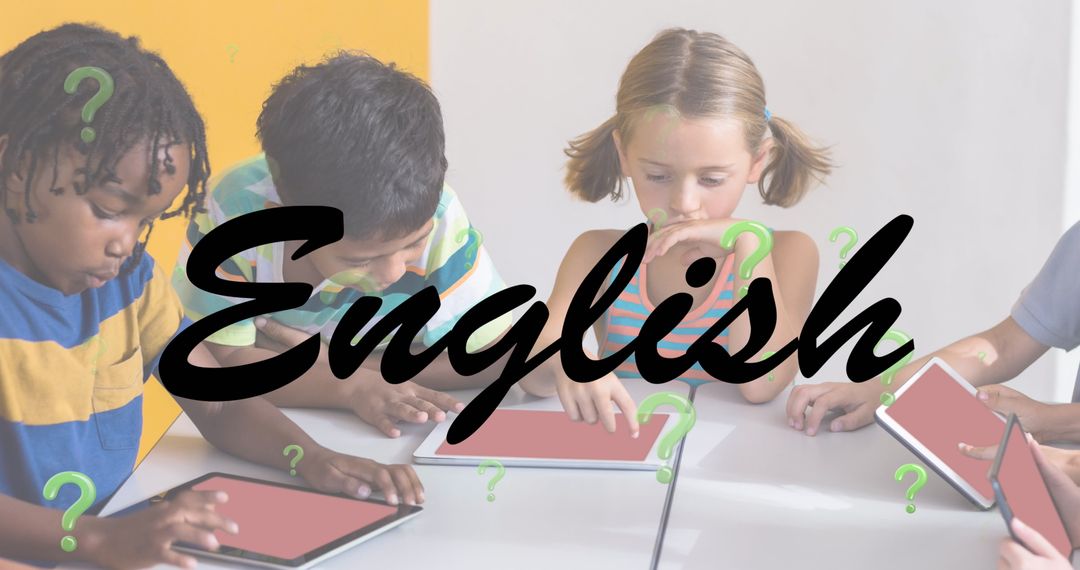 School Children Learning English with Technology