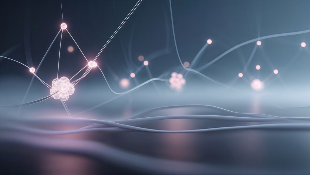 Futuristic Digital Network with Luminous Translucent Filaments