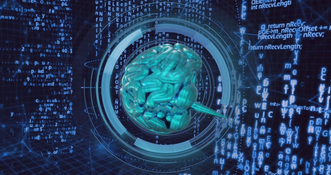 Futuristic Digital Brain with Abstract Data Interface