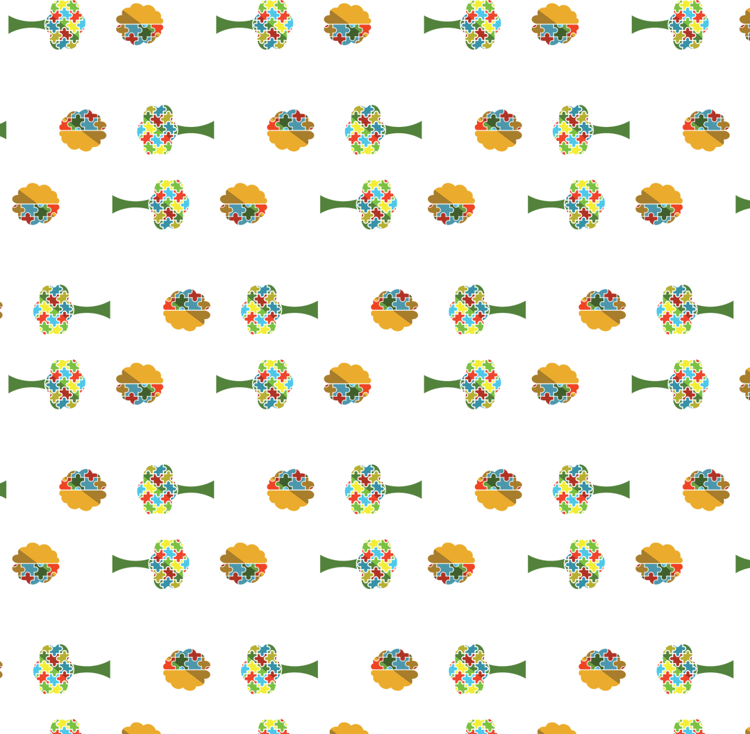 Transparent Puzzle Tree Brain Pattern for Autism Awareness Designs