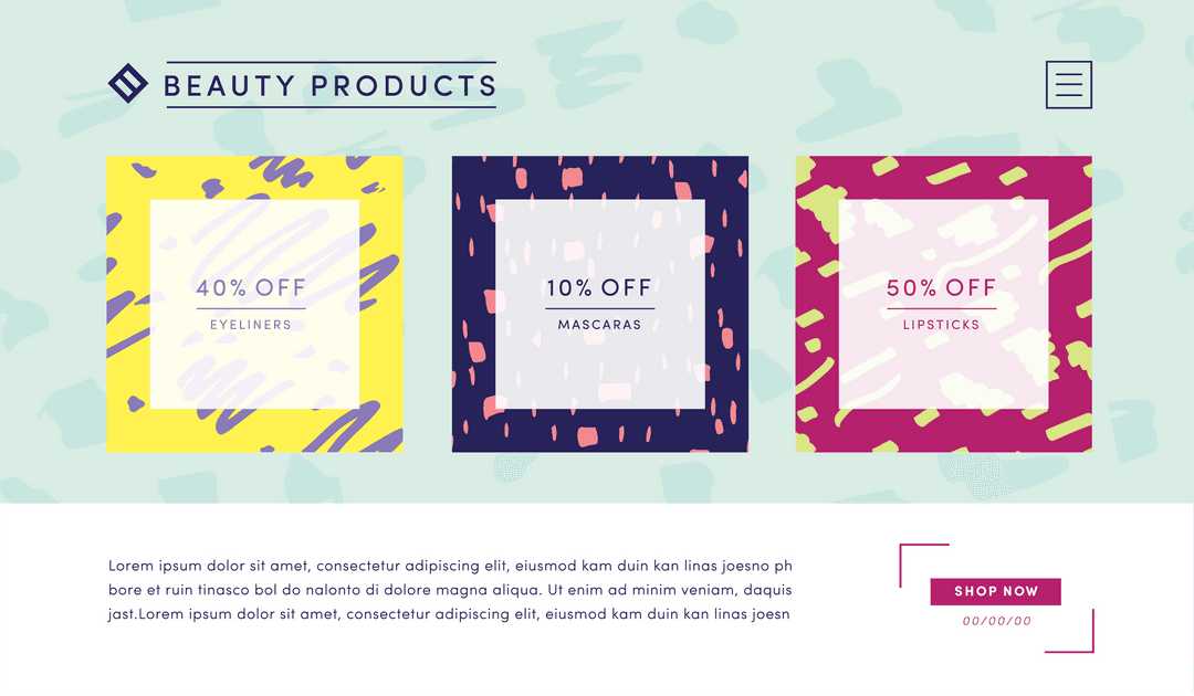 Transparent Beauty Products Promotion Offers Illustrated with Abstract Design