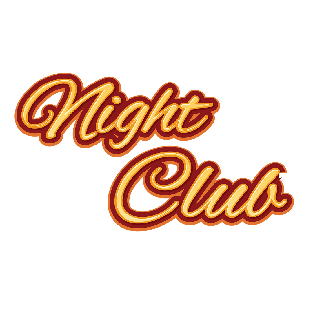 Stylish Night Club Text on Transparent Background