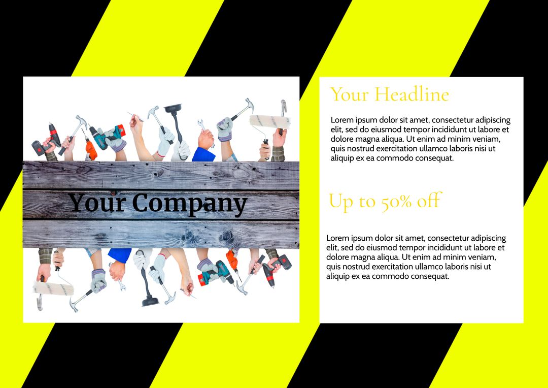 Diverse Hands Holding Tools against Wooden Plank Symbolizing Teamwork