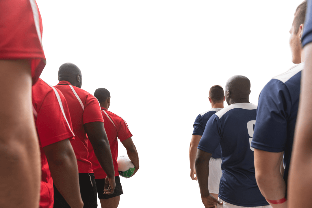 Diverse Football Teams Facing Off Transparent Background