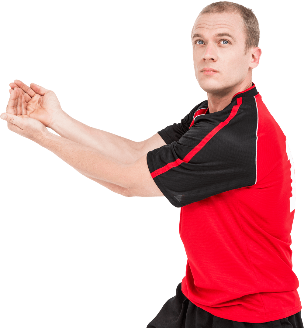 Sportsman Posing Confidently for Volleyball with Transparent Background
