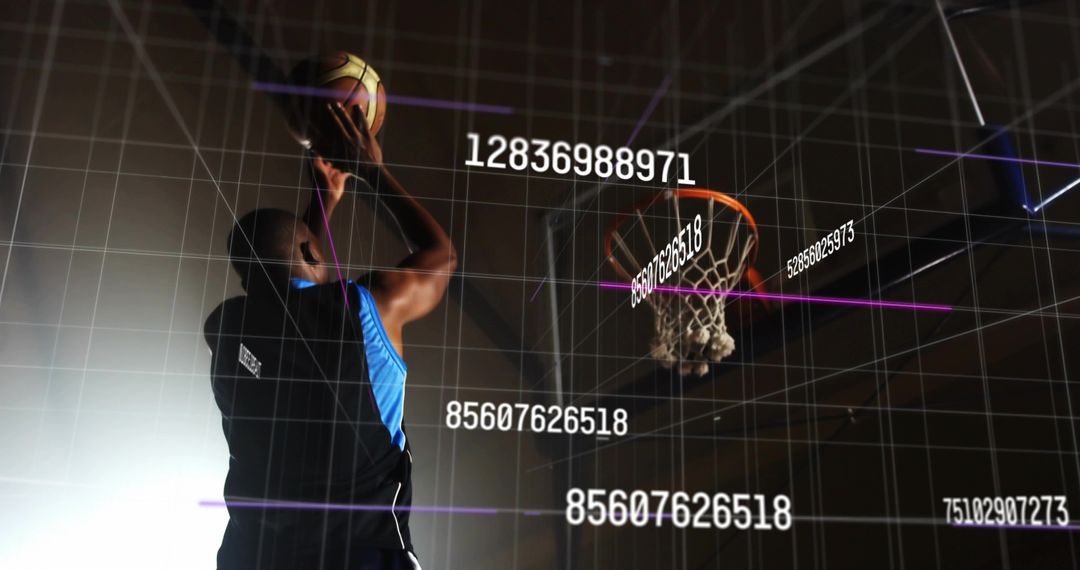Basketball Player and Data Analytics Visual Overlay in Gym