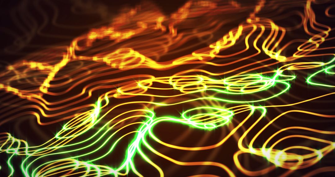 Glowing Contour Lines on Dark Background with Dynamic Motion
