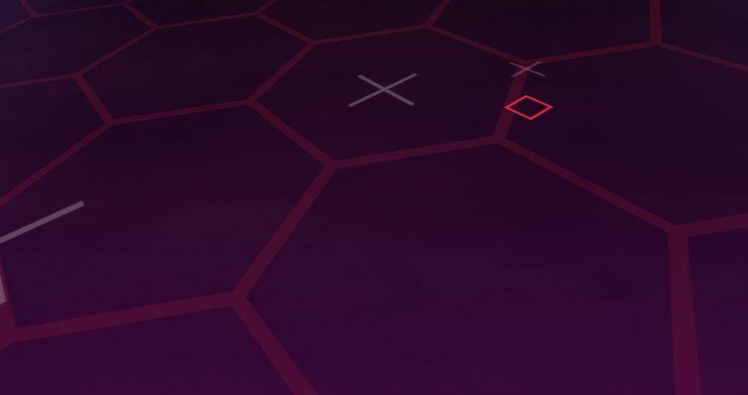 Digital Grid of Illuminated Red Hexagons on Dark Background