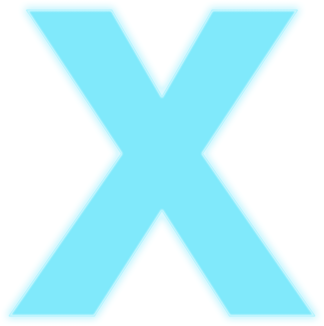 Blue Transparent Glossy Letter X on Editable Background