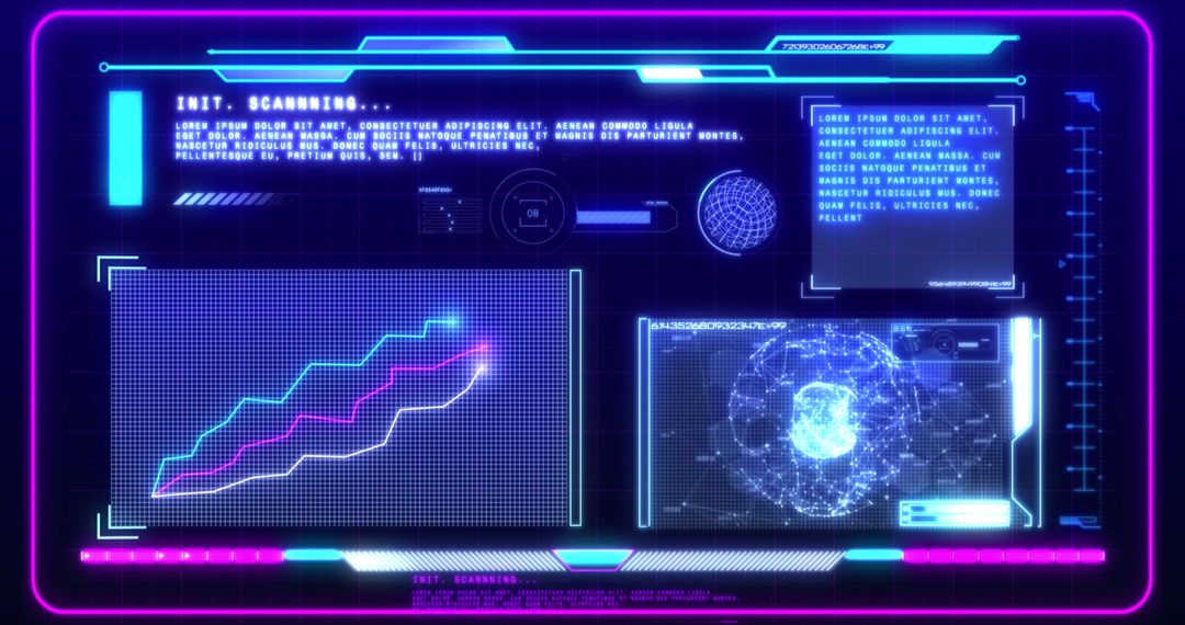 Futuristic Virtual Interface with Digital Data Panels