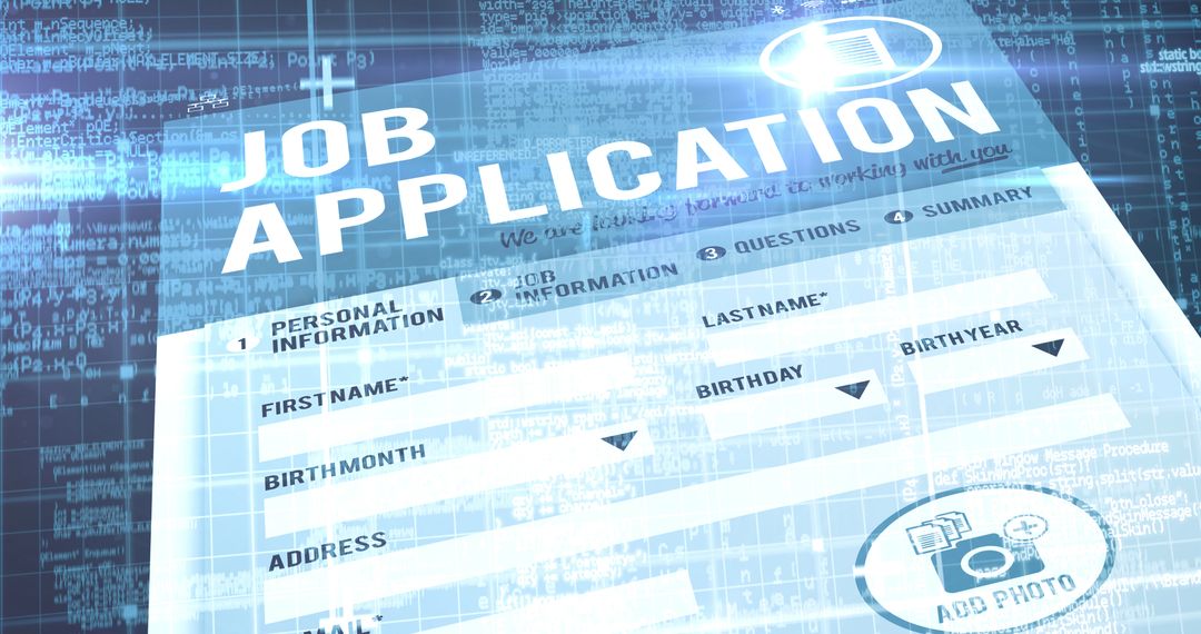 Digital Job Application Form on Electronic Interface