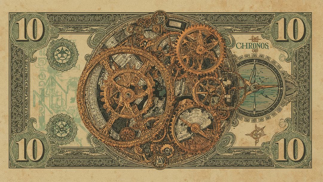Vintage Steampunk Currency Design with Intricate Gears