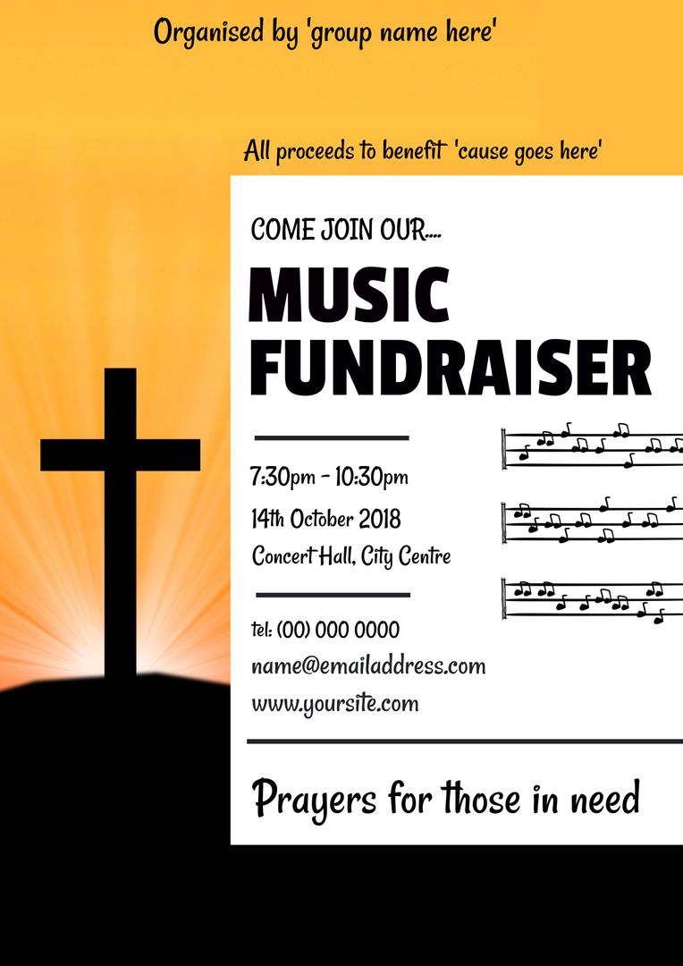 Charity Music Fundraiser Event Announcement Flyer