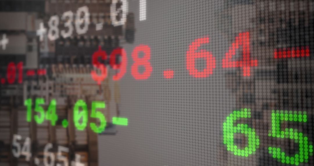 Transparent LED Stock Ticker Display on City Street