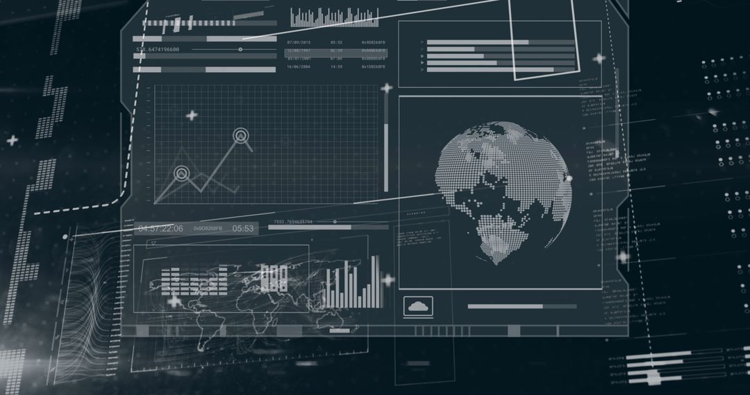Futuristic Digital Data Interface with Global Hologram