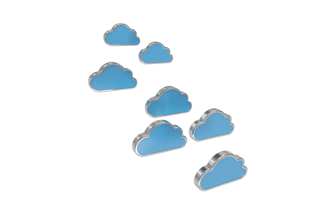 Cloud Digital Icons on Transparent Background for Communication