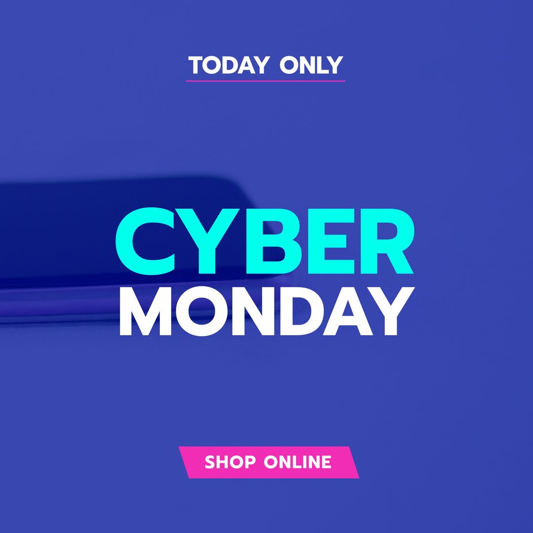 Image of cyber monday on blue background with smartphone - Download Free Stock Templates Pikwizard.com