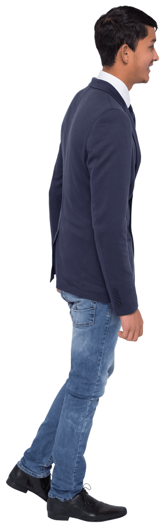 Smiling Asian Businessman in Casual Attire on Transparent Background