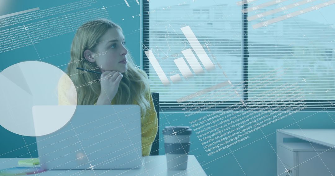 Thoughtful Businesswoman Analyzing Data Insights Remotely