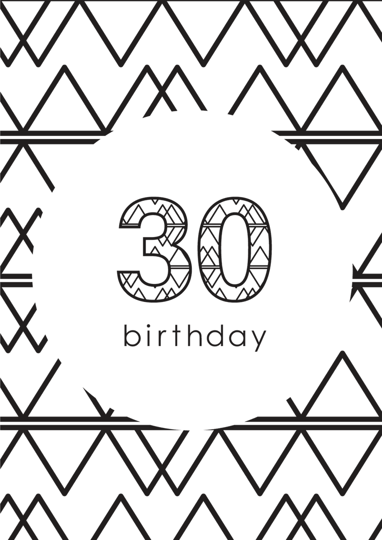 Black Patterned Number 30 on Transparent Background