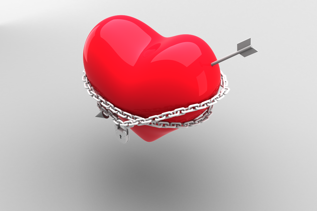 Red Heart with Arrow, Chain and Padlock on Transparent Background - Download Free Stock Images Pikwizard.com