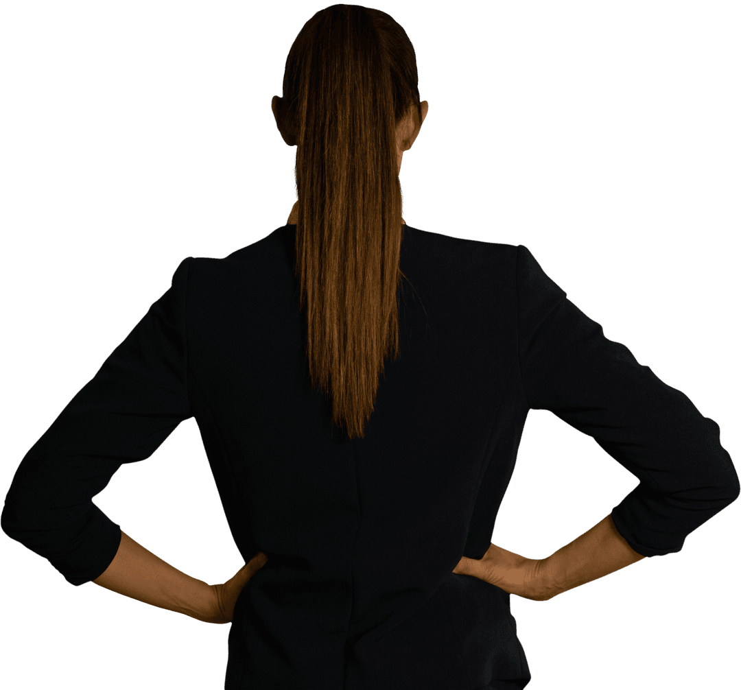 Confident Woman Seen from Behind, Transparent Background