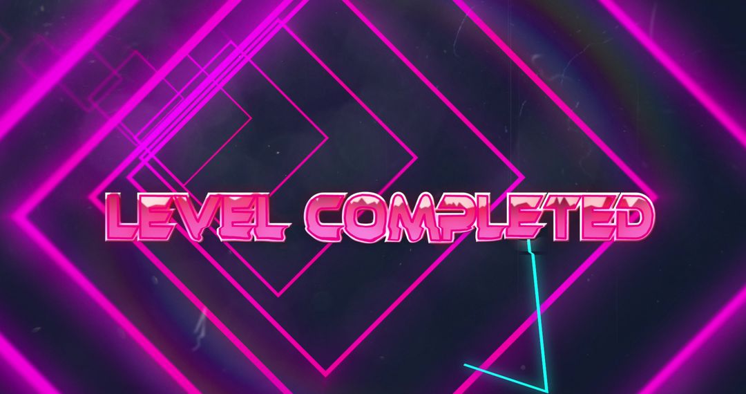 Neon Geometric Shapes with Level Completed Text Overlay
