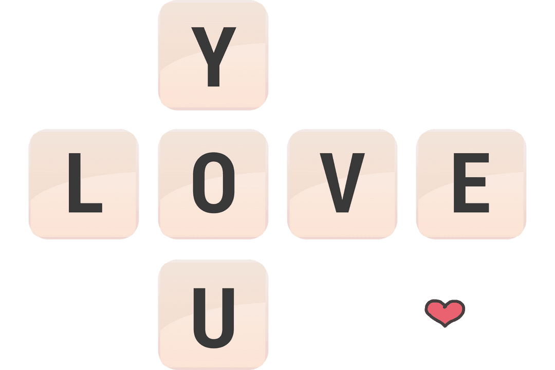 Love you text in cross pattern on transparent background