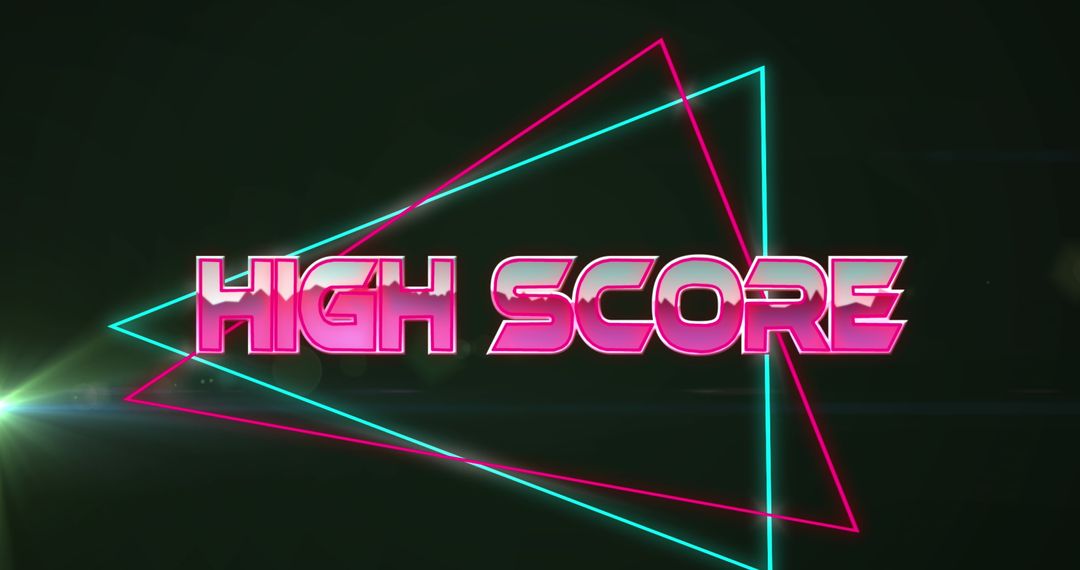 Retro Neon High Score Concept with Metallic Text