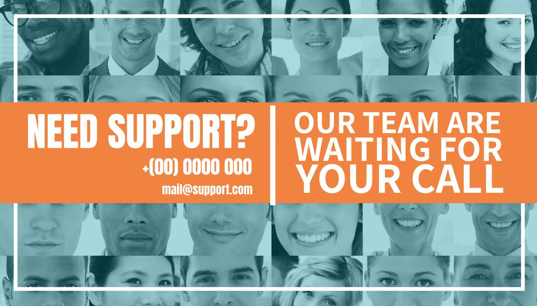 Diverse Smiling Faces Promoting Customer Support