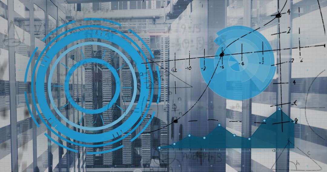 Digital Data Processing Overlay on Modern Server Center