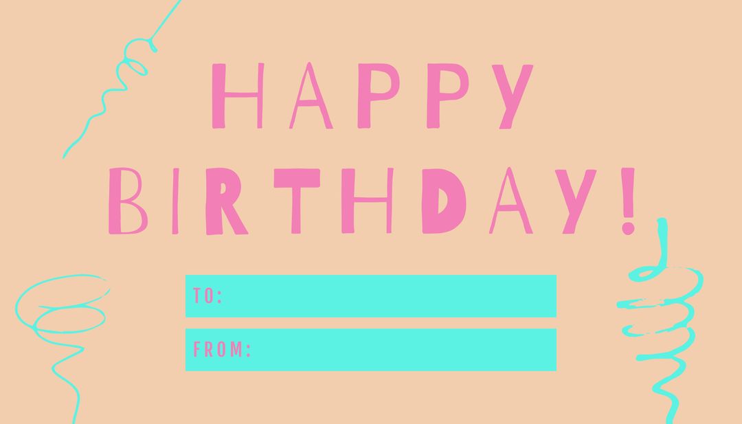 Colorful Happy Birthday Greeting Card Template with Pink and Blue Accents - Download Free Stock Templates Pikwizard.com