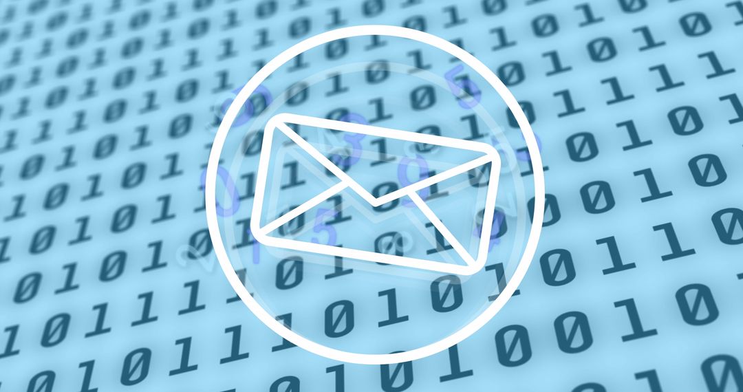 Digital Communication Icon with Binary Code Background