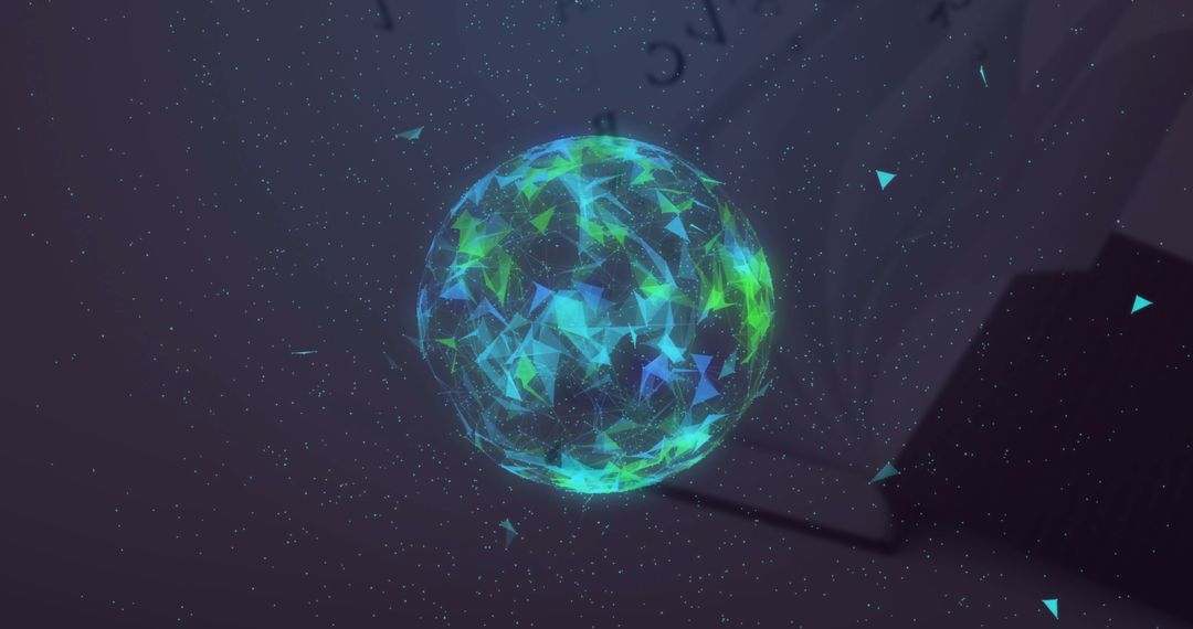 Futuristic Digital Globe of Triangular Particles in Dark Space