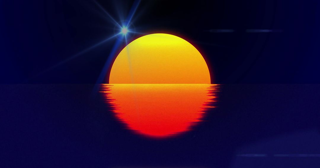 Abstract Digital Sun with Vibrant Colors and Rays