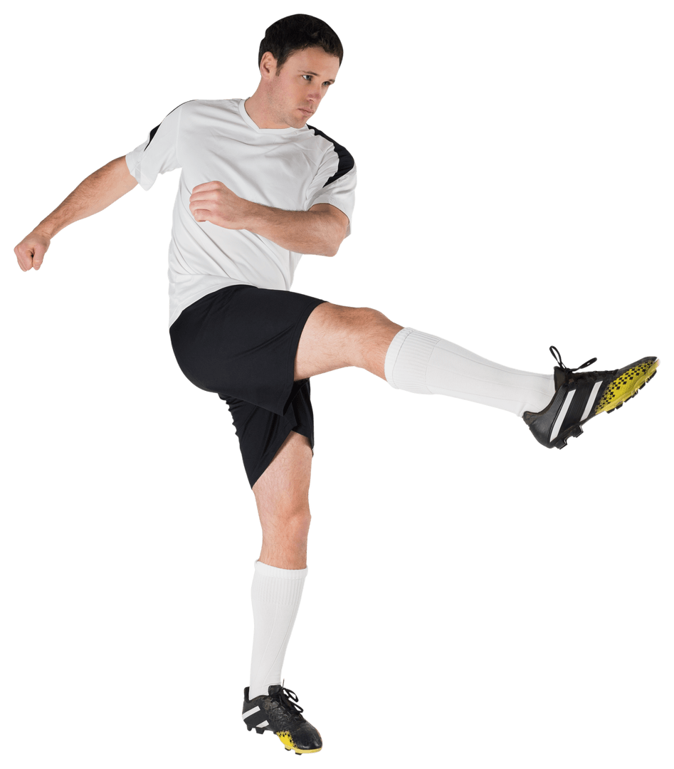 Transparent Background Football Player Kicking Ball Action
