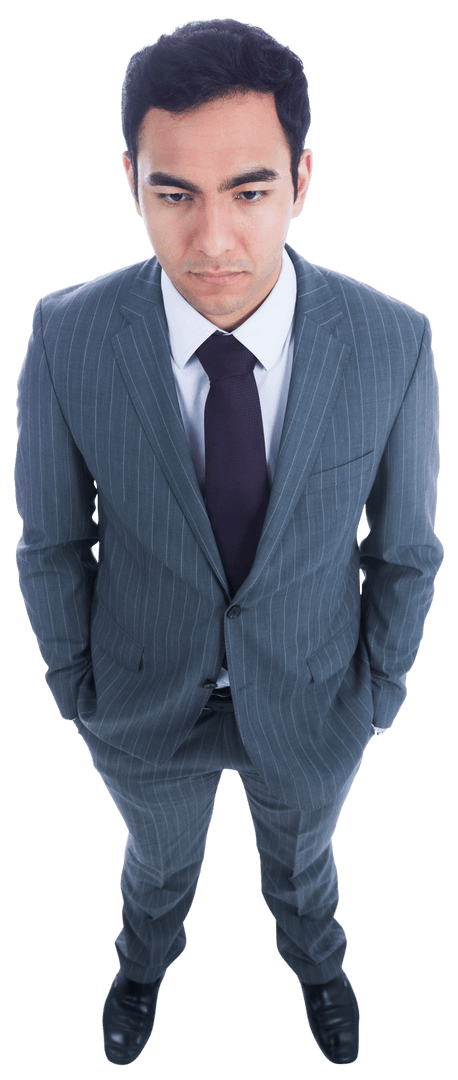 Serious Asian Businessman on Transparent Background