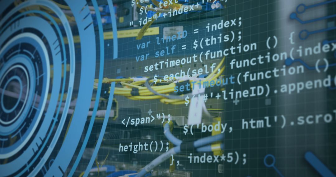 Integrated Data and Technology Abstract Graphic with Code