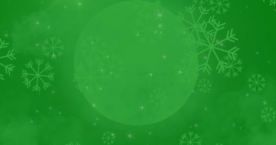 Green Background with Snowflakes and Round Banner