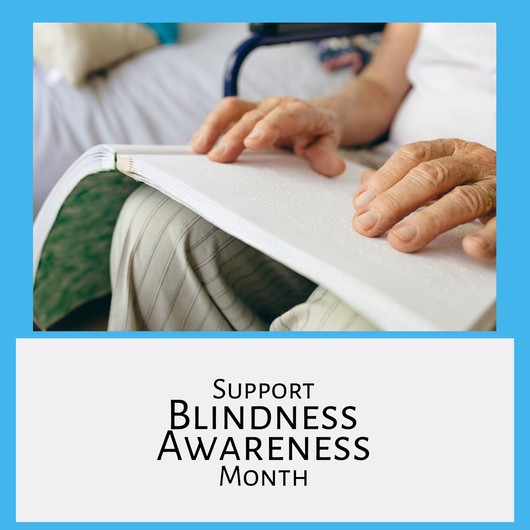 Senior Reading Braille Book in Awareness Campaign