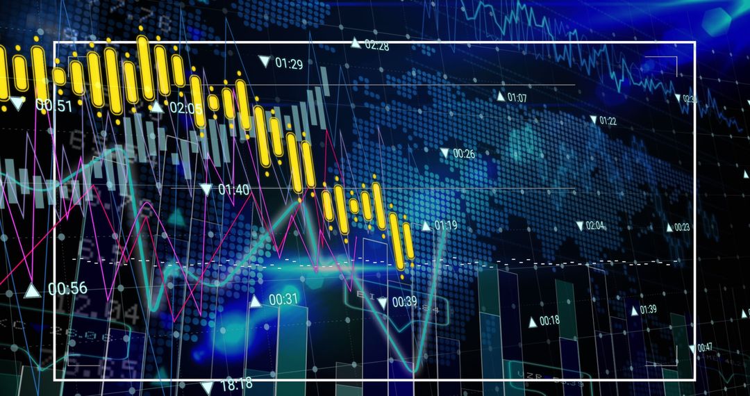 Digital Data Interface on World Map Focusing Global Business Analytics