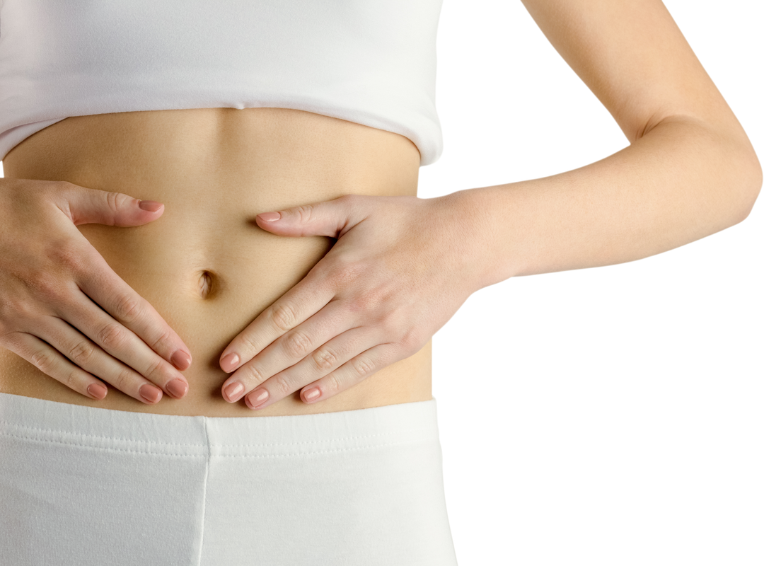 Transparent Closeup of Slim Woman Touching her Belly in White Outfit - Download Free Stock Images Pikwizard.com