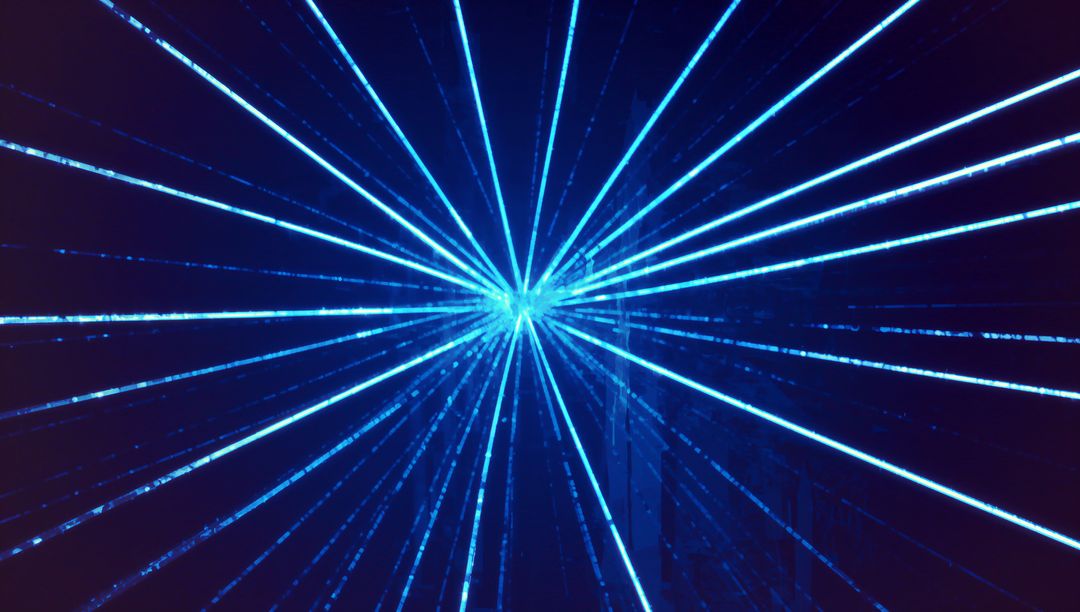 Futuristic Neon Blue Light Beams Emitting from Central Point